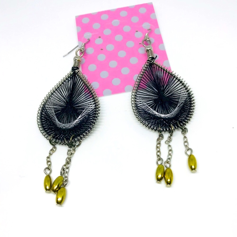 Fashion earrings with acrylic beads Vintage Deadstock Retro Handmade